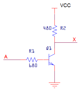BJT inverter circuit schematic