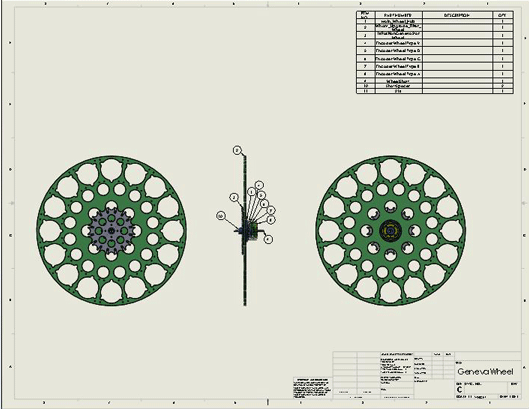 assembly drawing of geneva mechanism