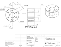 drawing view of tap guide block