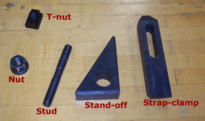 Notice the set up. The stud is closest to the clamped part, the strap clamp is higher on the stand-off end