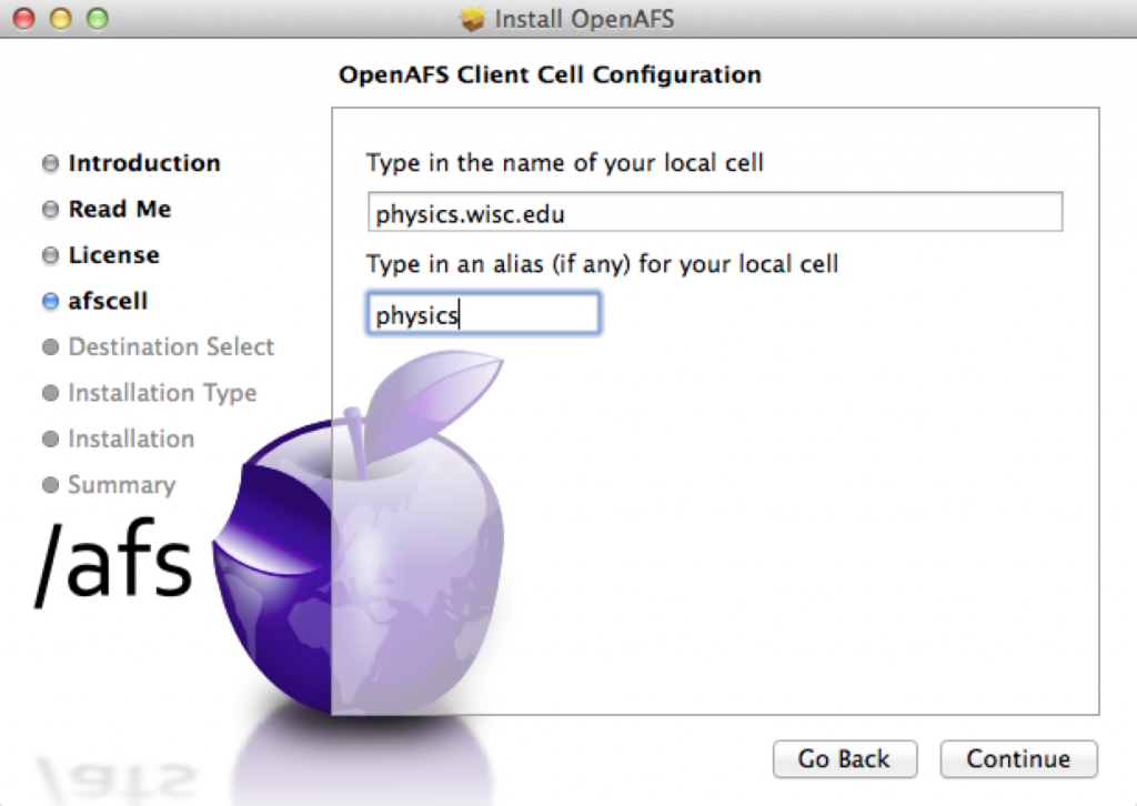 Openafs Macintosh AFS instructions – Department of Physics – UW–Madison