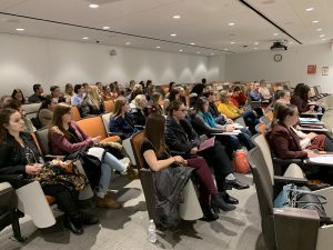 a small lecture hall with only women undergraduate students