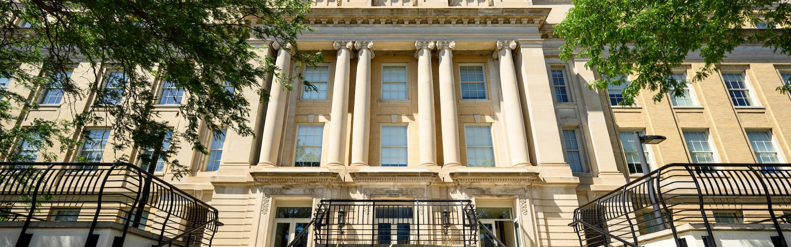 head-on photo of the front of Chamberlin Hall