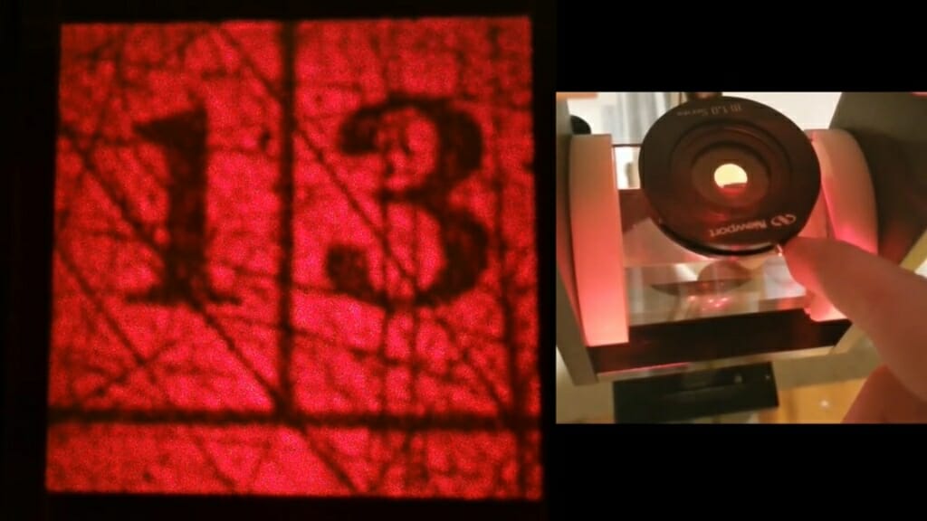 an image of the number 13 and an apparatus to view the fourier transform