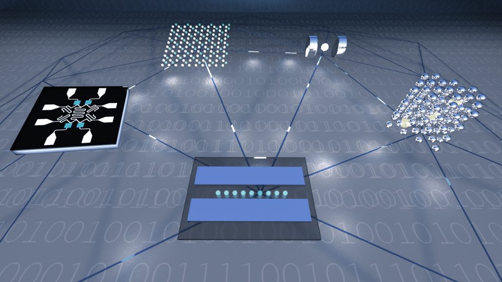 cartoon showing a quantum hardware network