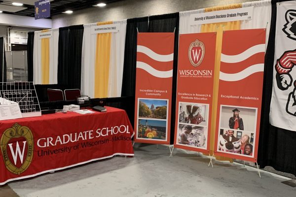 UW–Madison booths at a conference. No people are in this shot.