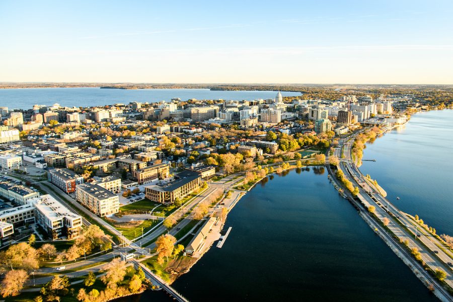 aerial view of the city of Madison
