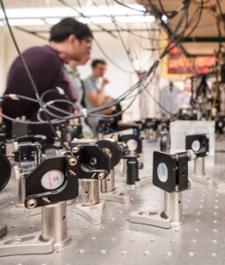 Laser-beam stirring equipment on optical table