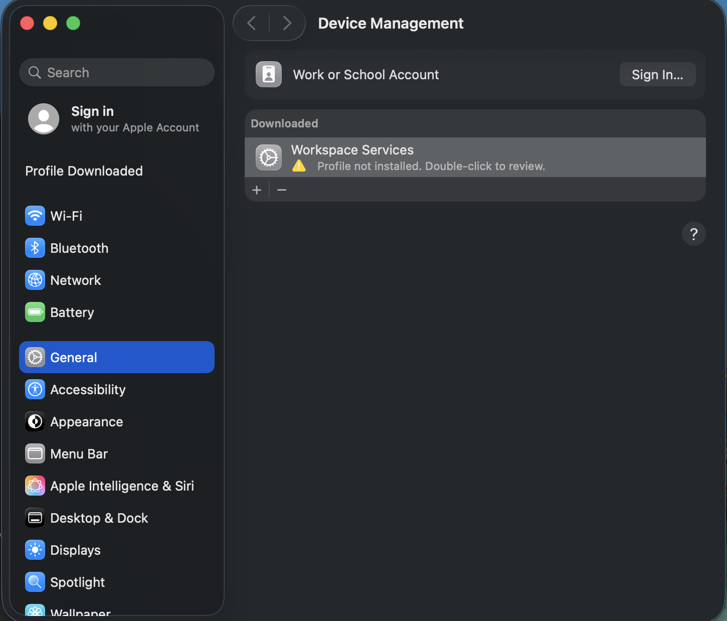 Workspace ONE profile