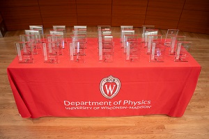 Table with all awards on it