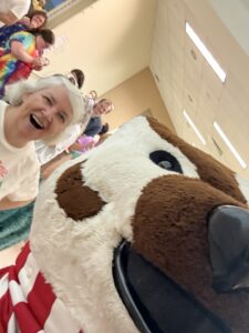 Bucky Badger wishes Sylvia well